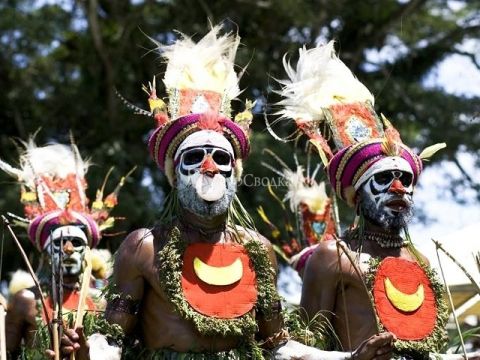 Участники фестиваля Mount Hagen Cultural Show.