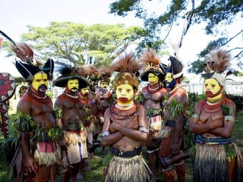 Участники фестиваля Mount Hagen Cultural Show.